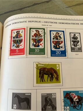 DDR Stamp Collection Page - Green and Red Stamps 23 stamps issued 1967